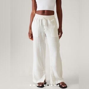Athleta Retreat Linen Mid Rise Wide Leg Pant | NWOT